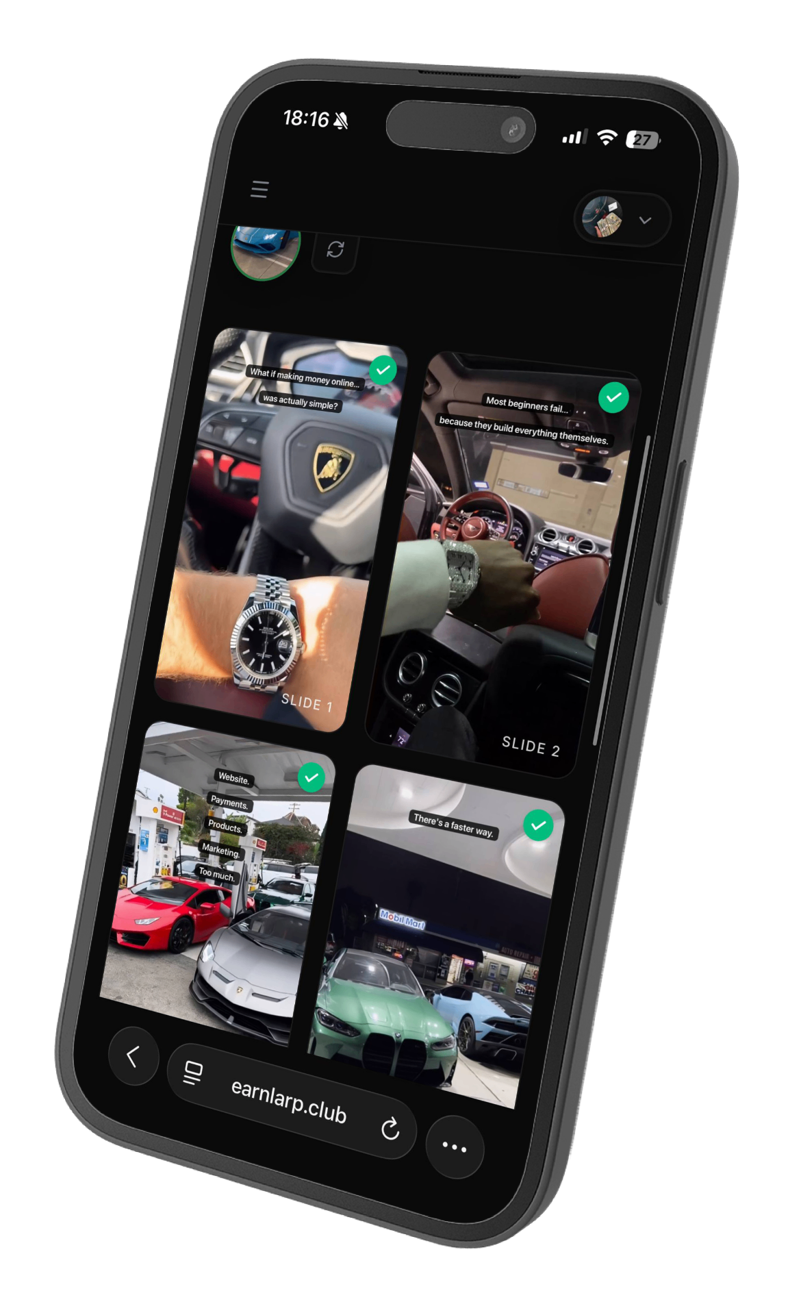 Earn Larp community and content app on mobile